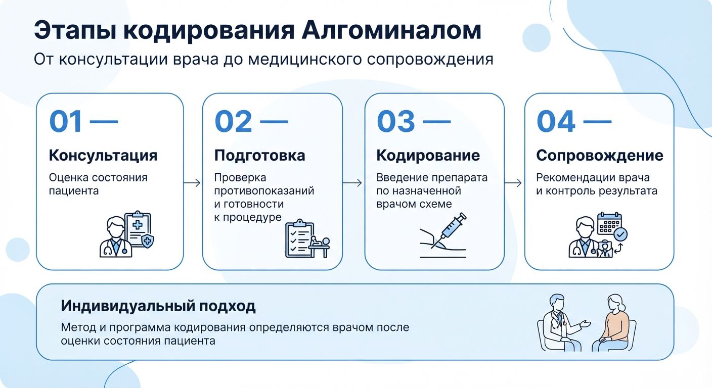 Кодирование препаратом «Алгоминал» в Подольске инфографика